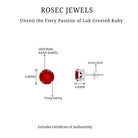 6 MM Round Cut Solitaire Lab Created Ruby Silver Stud Earring for women - Rosec Jewels