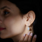 2.75 CT Ethiopian Opal Bridal Teardrop Silver Hoop Earrings with Moissanite Accent - Rosec Jewels