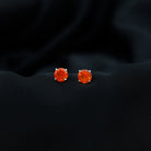Natural Fire Opal Solitaire Stud Earrings with Screw Back Fire Opal - ( AAA ) - Quality - Rosec Jewels
