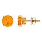 Natural Fire Opal Solitaire Stud Earrings with Screw Back Fire Opal - ( AAA ) - Quality - Rosec Jewels