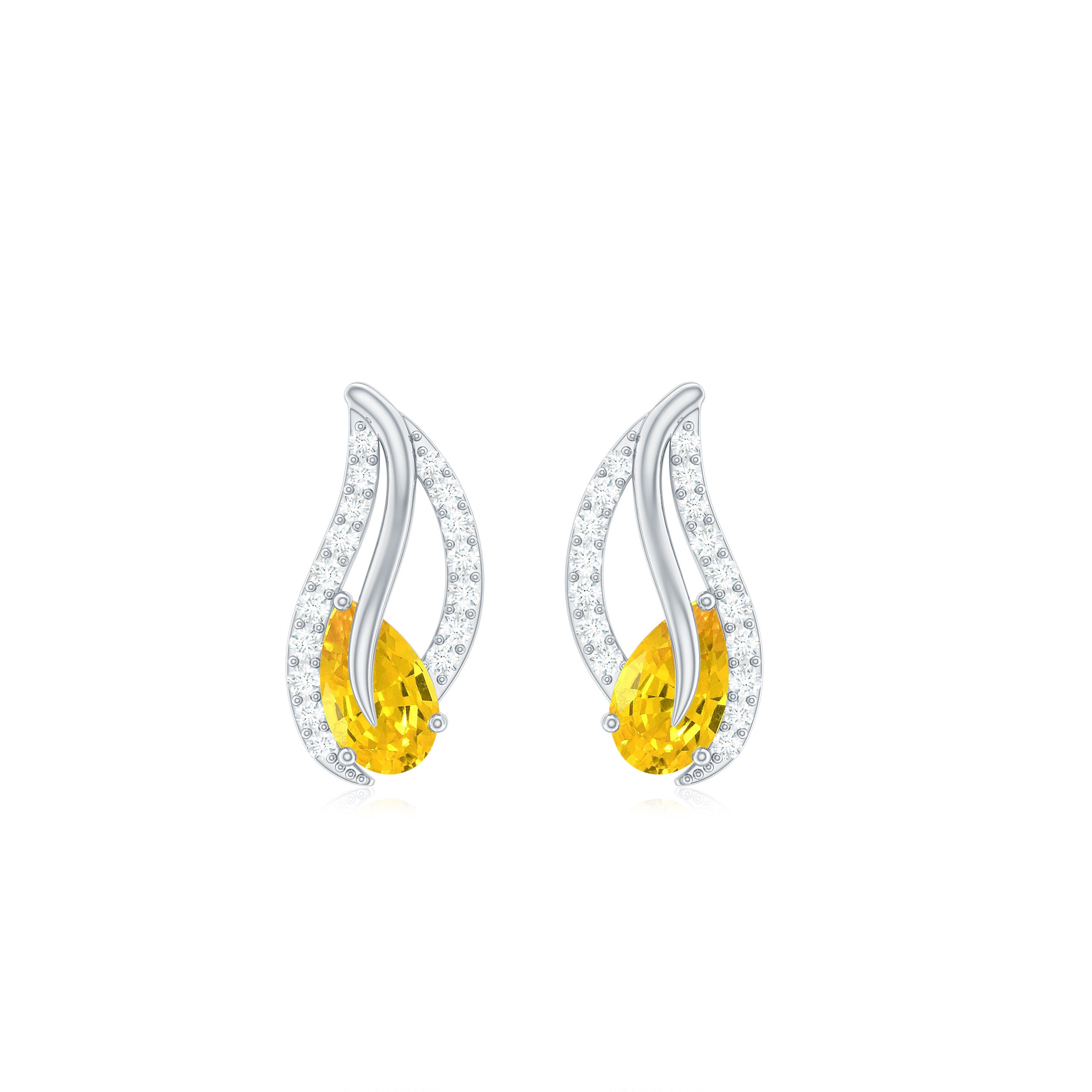 Yellow Sapphire Sterling Silver Half Hoop offers Stud Earrings