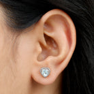 Heart Shape Sky Blue Topaz Solitaire Stud earrings with Twisted Rope Frame Sky Blue Topaz - ( AAA ) - Quality - Rosec Jewels