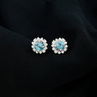 3/4 CT Swiss Blue Topaz and Diamond Halo Stud Earrings Swiss Blue Topaz - ( AAA ) - Quality - Rosec Jewels