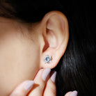 1/2 CT Round Shape London Blue Topaz and Diamond Sunburst Stud Earrings London Blue Topaz - ( AAA ) - Quality 92.5 Sterling Silver - Rosec Jewels