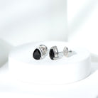 Pear Shape Black Onyx Simple Solitaire Stud Earrings Black Onyx - ( AAA ) - Quality - Rosec Jewels