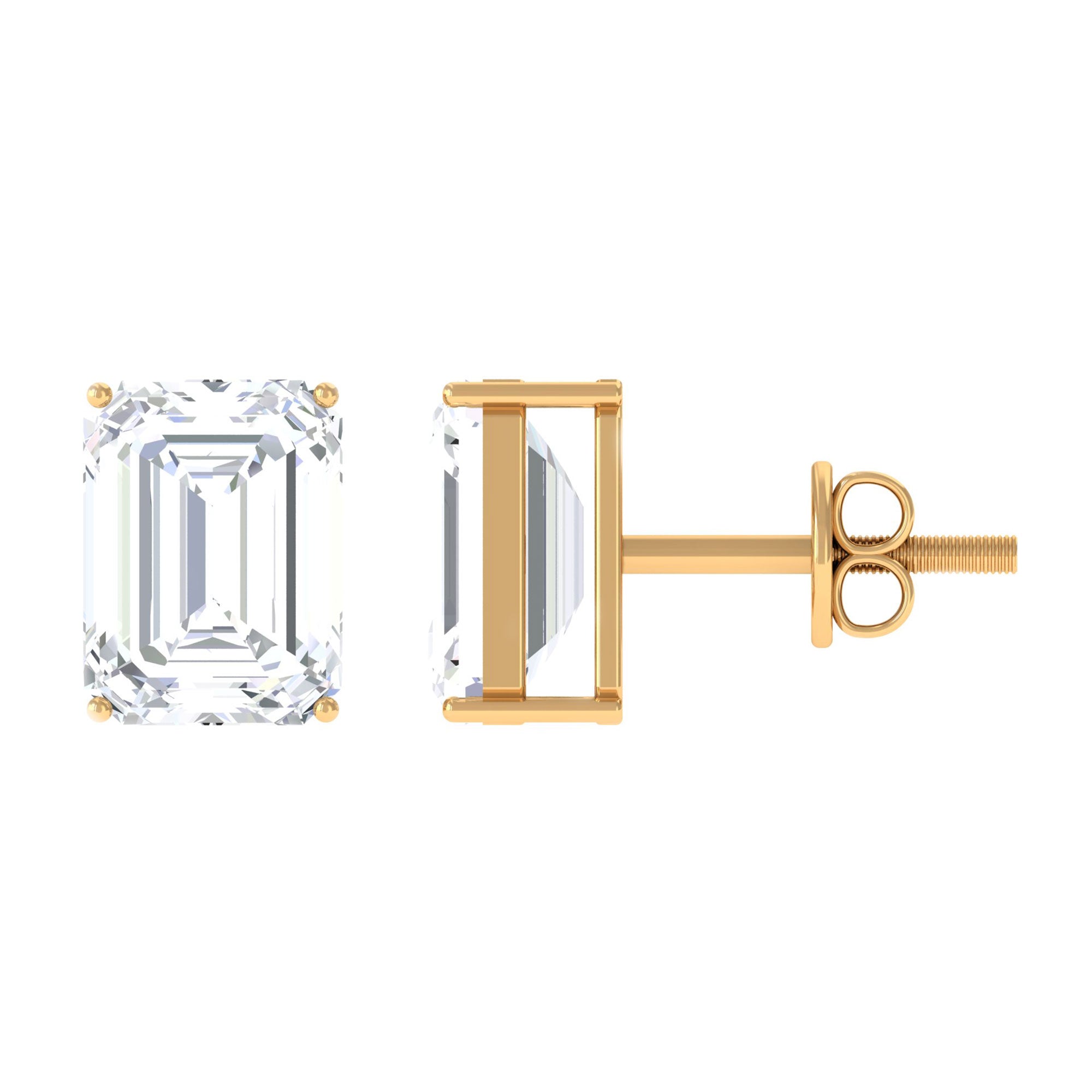 6X8 MM Octagon Shape Moissanite Solitaire Stud Earrings Moissanite - ( D-VS1 ) - Color and Clarity - Rosec Jewels