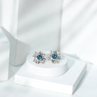 Rosec Jewels-London Blue Topaz and Diamond Flower Stud Earrings