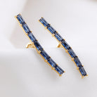 Created Blue Sapphire Climber Earrings Lab Created Blue Sapphire - ( AAAA ) - Quality - Rosec Jewels