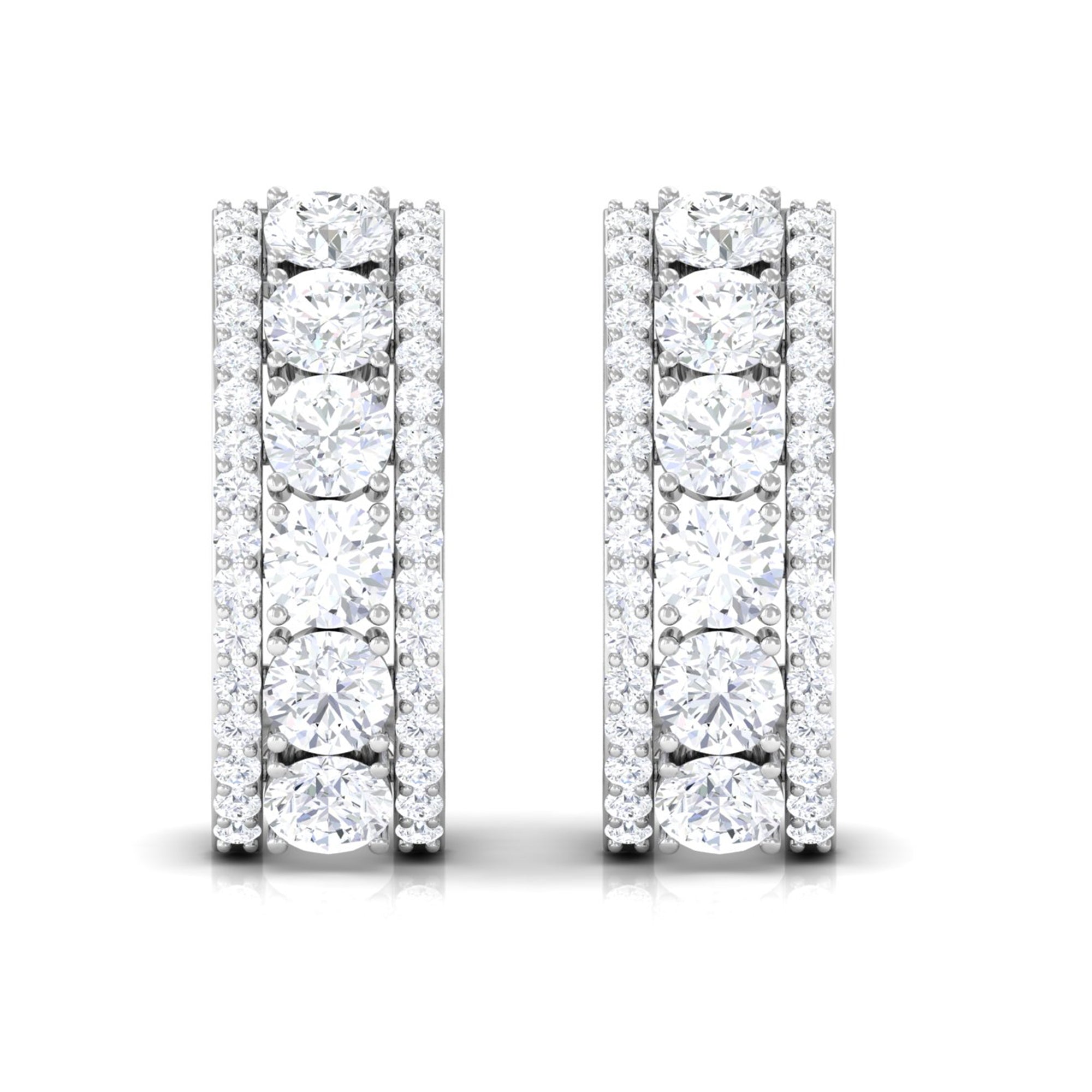 Certified Moissanite Round Designer J Hoop Earrings Moissanite - ( D-VS1 ) - Color and Clarity - Rosec Jewels