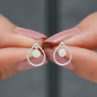 Rosec Jewels-Simple Teardrop Stud Earrings with Diamond