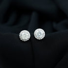 Certified Moissanite Halo Stud Earrings Moissanite - ( D-VS1 ) - Color and Clarity 92.5 Sterling Silver - Rosec Jewels