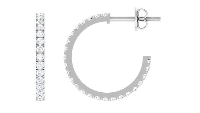 1 CT Minimal Moissanite Hinged Hoop Earrings in Gold