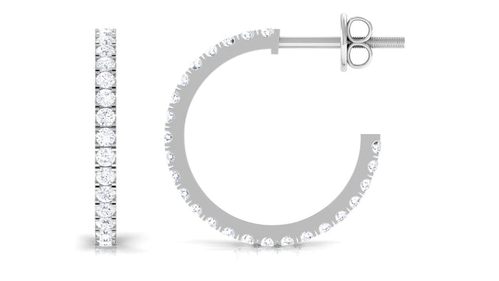 1 CT Minimal Moissanite Hinged Hoop Earrings in Gold