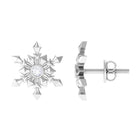 Natural Diamond Gold Snowflake Stud Earrings Diamond - ( HI-SI ) - Color and Clarity - Rosec Jewels