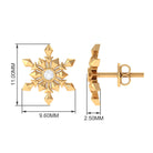 Natural Diamond Gold Snowflake Stud Earrings Diamond - ( HI-SI ) - Color and Clarity - Rosec Jewels