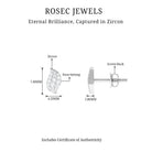 1/4 CT Zircon Gold Leaf Stud Earrings in Pave Setting Zircon - ( AAAA ) - Quality - Rosec Jewels