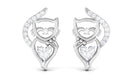 Rosec Jewels-Natural Diamond Cat Stud Earrings with Screw Back