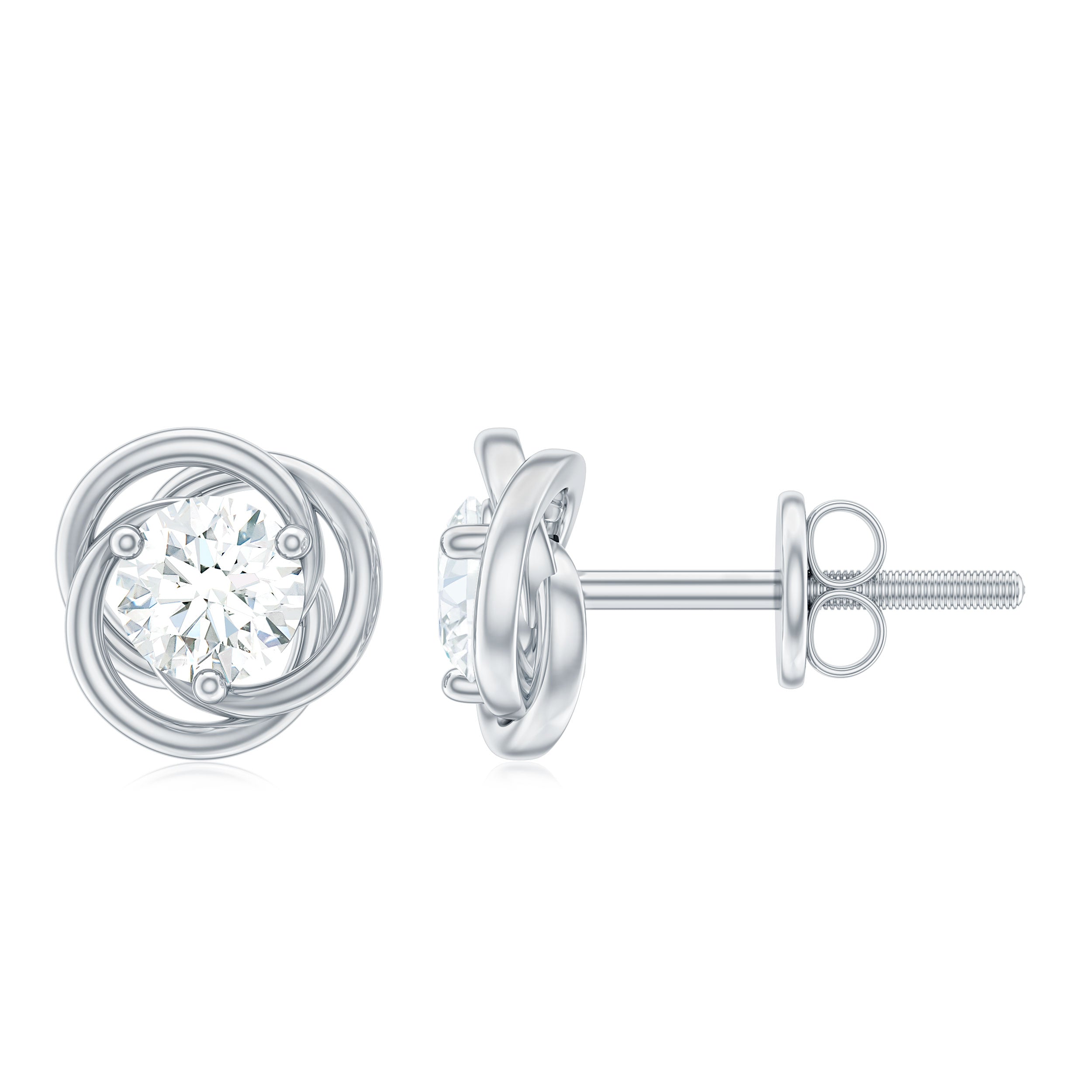 Rosec Jewels-Certified Lab Grown Diamond Swirl Earrings With Screw Back