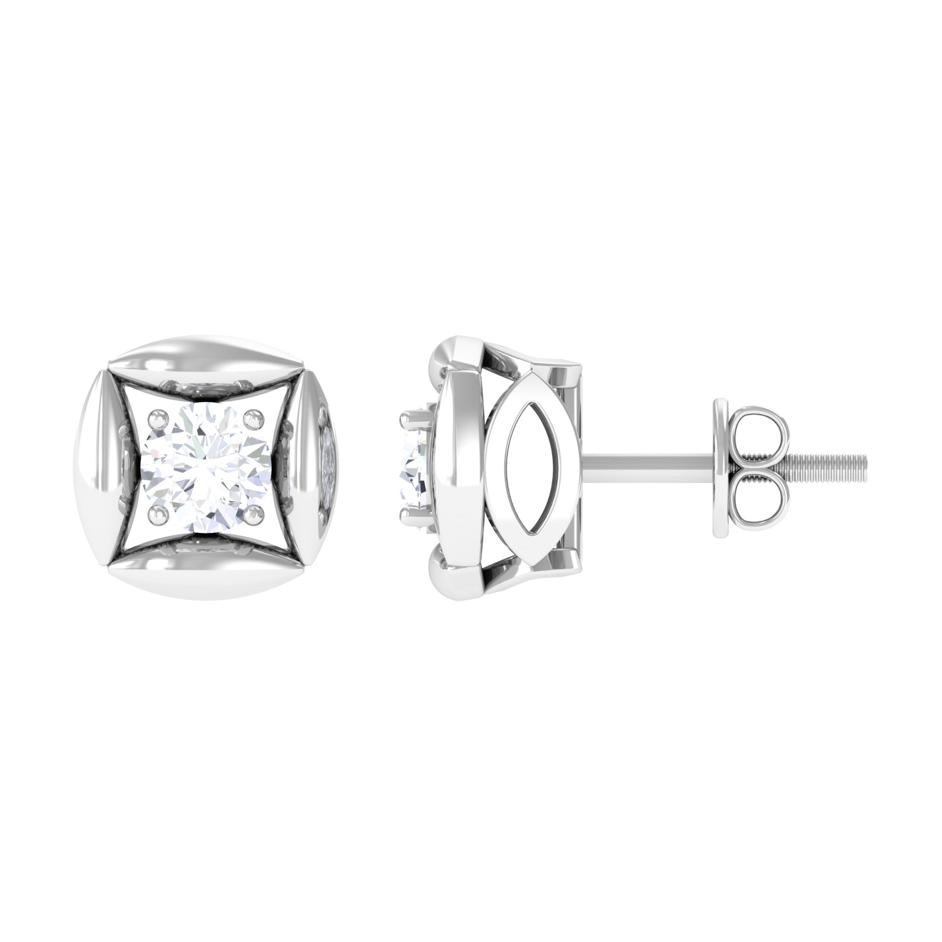 Rosec Jewels-5 mm Round Lab Grown Diamond Stud Earrings With Screw Back