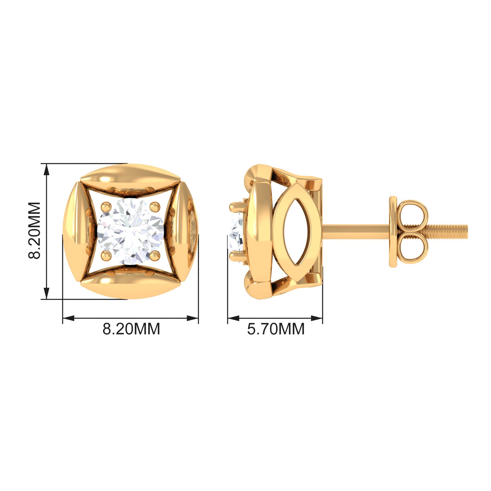 Rosec Jewels-5 mm Round Lab Grown Diamond Stud Earrings With Screw Back