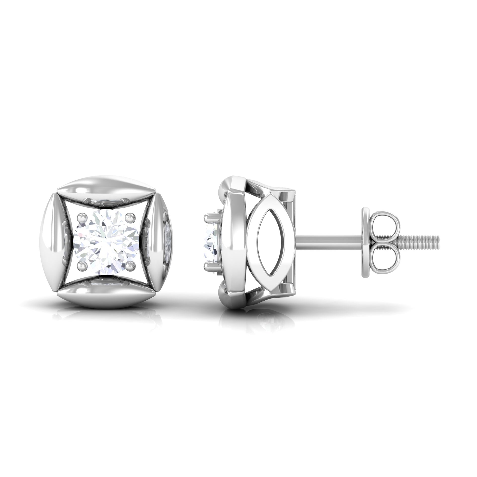 Rosec Jewels-5 mm Round Lab Grown Diamond Stud Earrings With Screw Back