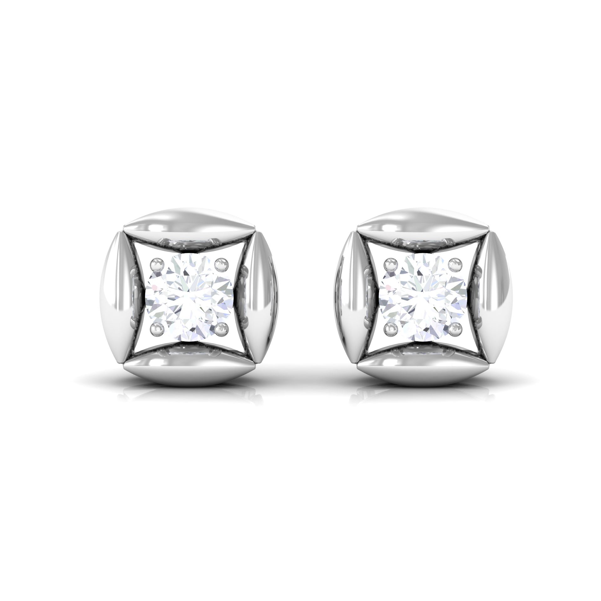 Rosec Jewels-5 mm Round Lab Grown Diamond Stud Earrings With Screw Back