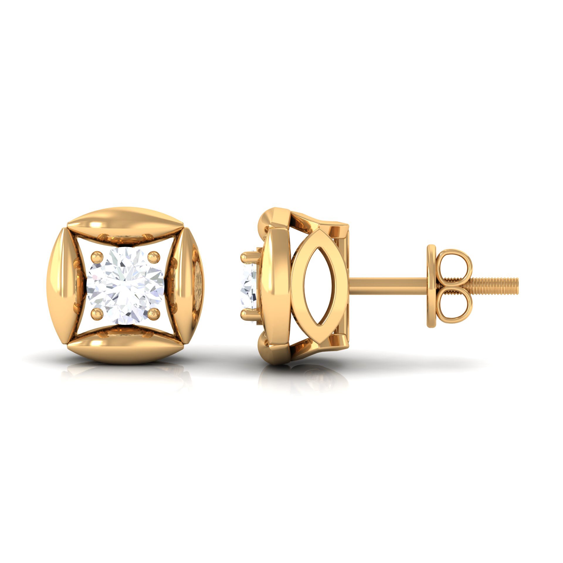 Rosec Jewels-5 mm Round Lab Grown Diamond Stud Earrings With Screw Back