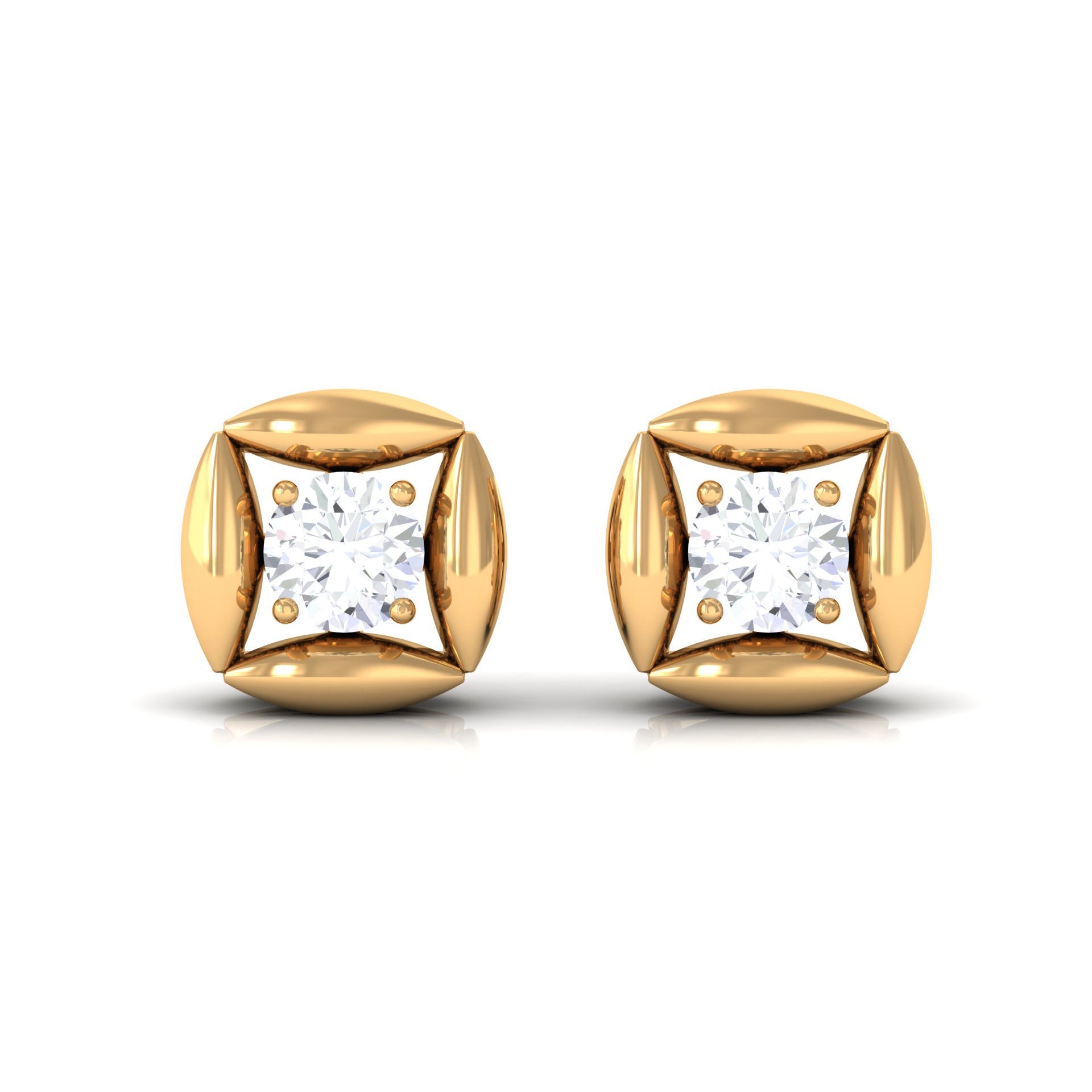 Rosec Jewels-5 mm Round Lab Grown Diamond Stud Earrings With Screw Back