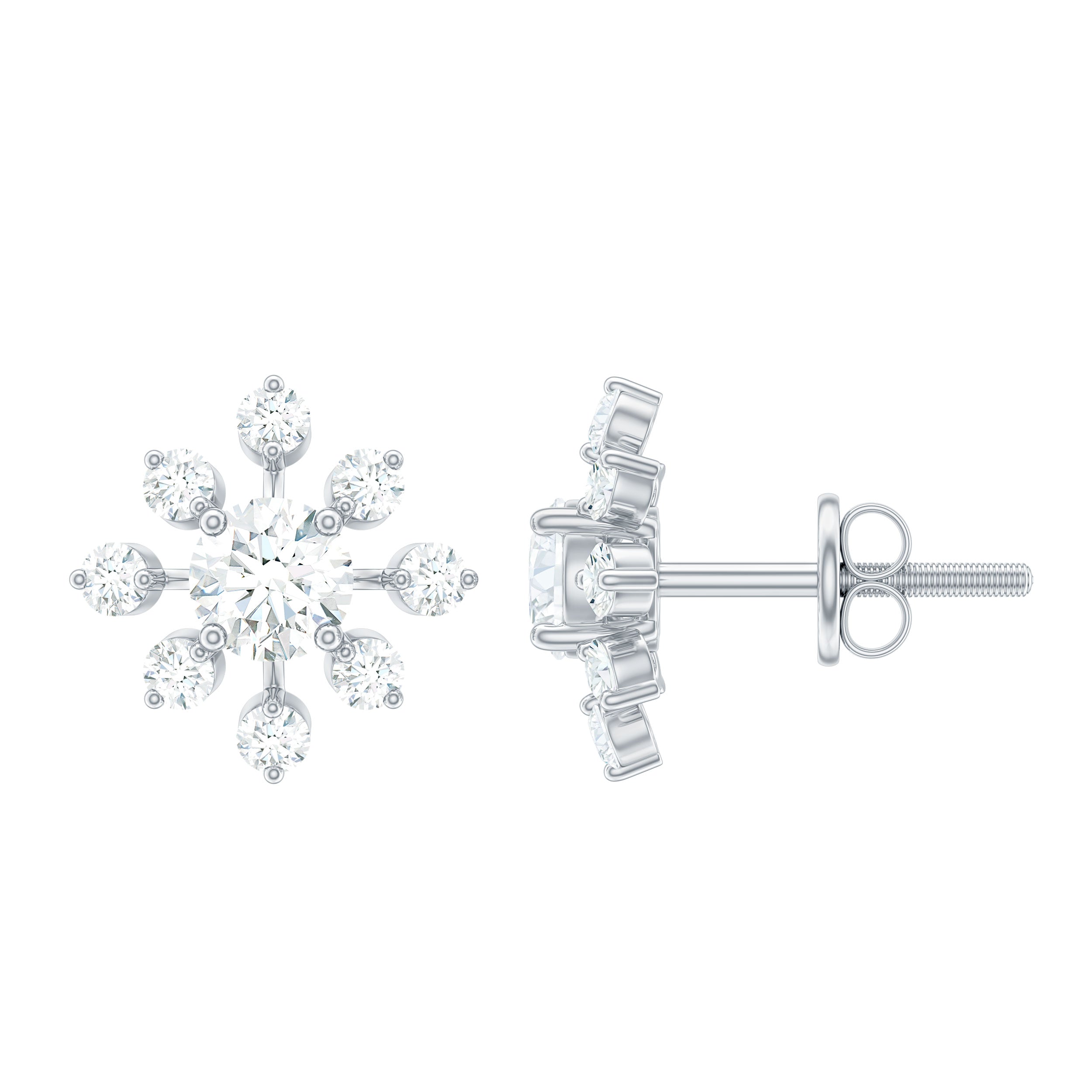 Rosec Jewels-Certified Lab Grown Diamond Snowflake Stud Earrings