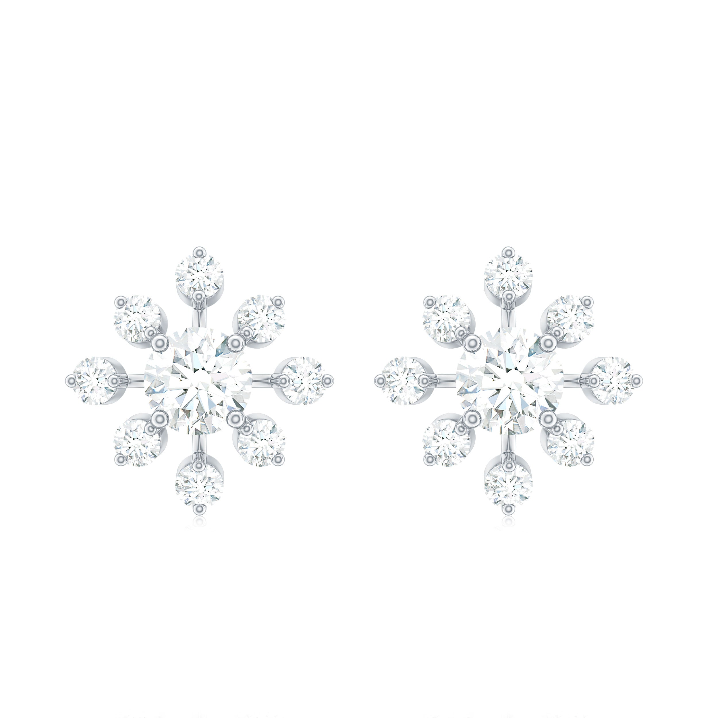 Rosec Jewels-Certified Lab Grown Diamond Snowflake Stud Earrings