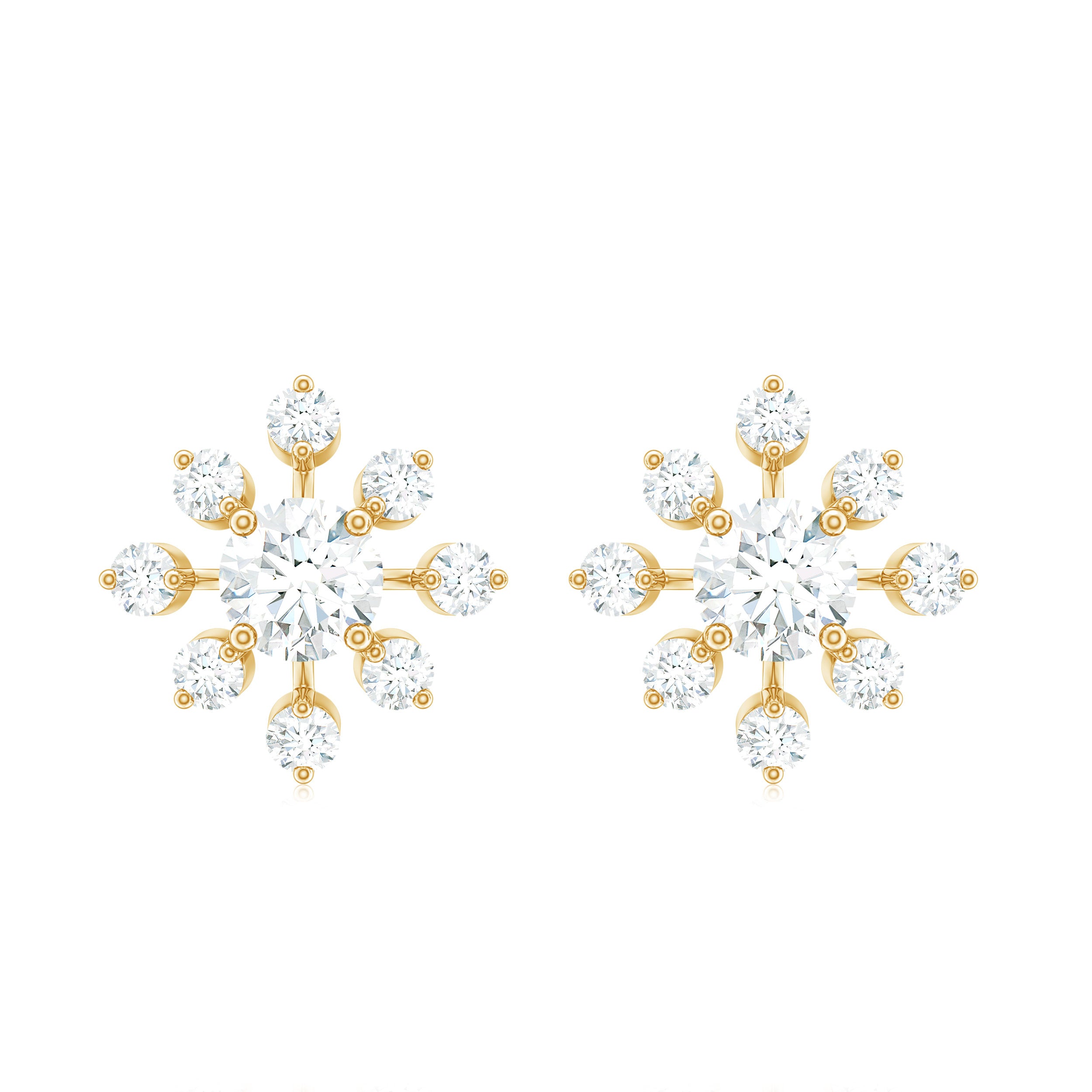 Rosec Jewels-Certified Lab Grown Diamond Snowflake Stud Earrings