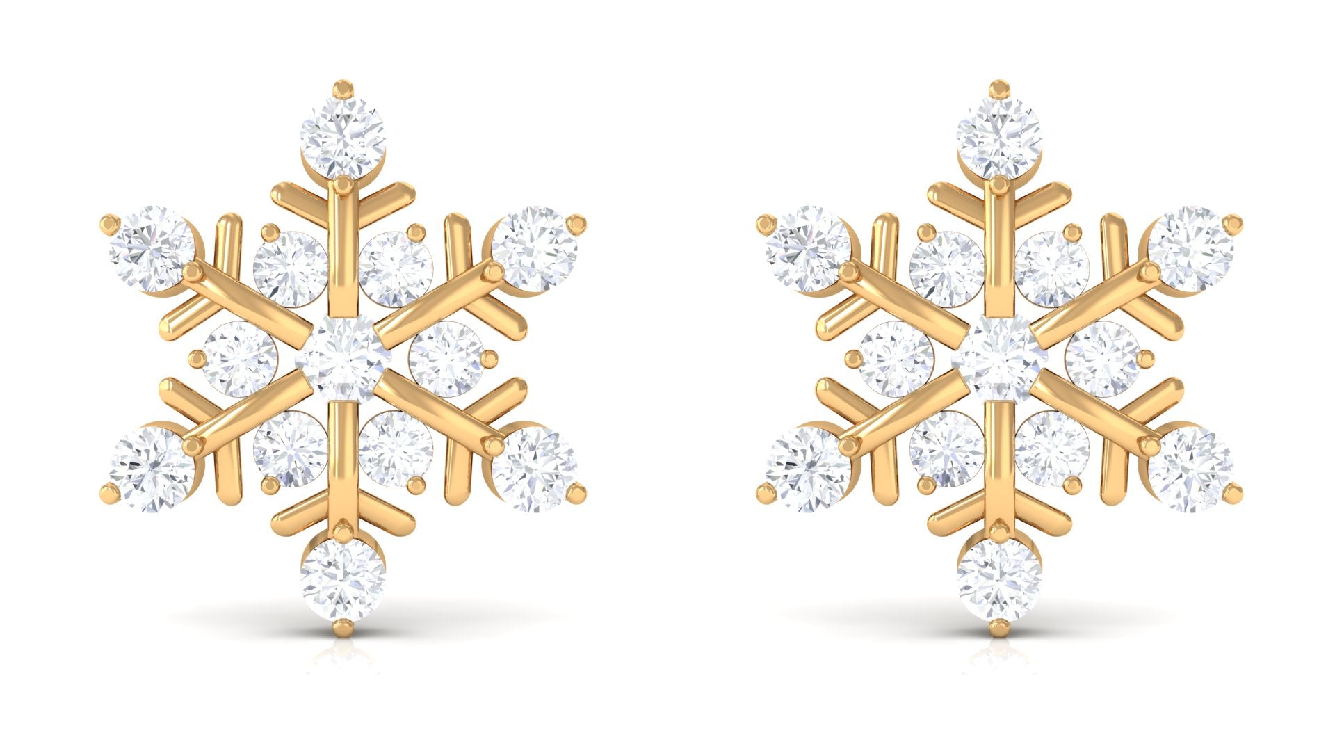 Rosec Jewels-Certified Diamond Snowflake Stud Earrings with Screw Back