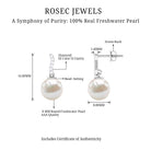 Rosec Jewels-8 MM Freshwater Pearl Drop and Curved Diamond Bar Earring