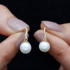 Rosec Jewels-8 MM Freshwater Pearl Drop and Curved Diamond Bar Earring