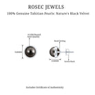 9 MM Round Cut Tahitian Pearl Solitaire Stud EarRing in Bezel Setting Tahitian pearl - ( AAA ) - Quality - Rosec Jewels