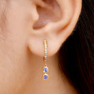 1 CT Minimal Tanzanite and Diamond Hoop Drop Earrings Tanzanite - ( AAA ) - Quality - Rosec Jewels