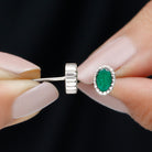 Rosec Jewels-1 CT Oval Emerald Solitaire Stud Earrings in Bezel Setting