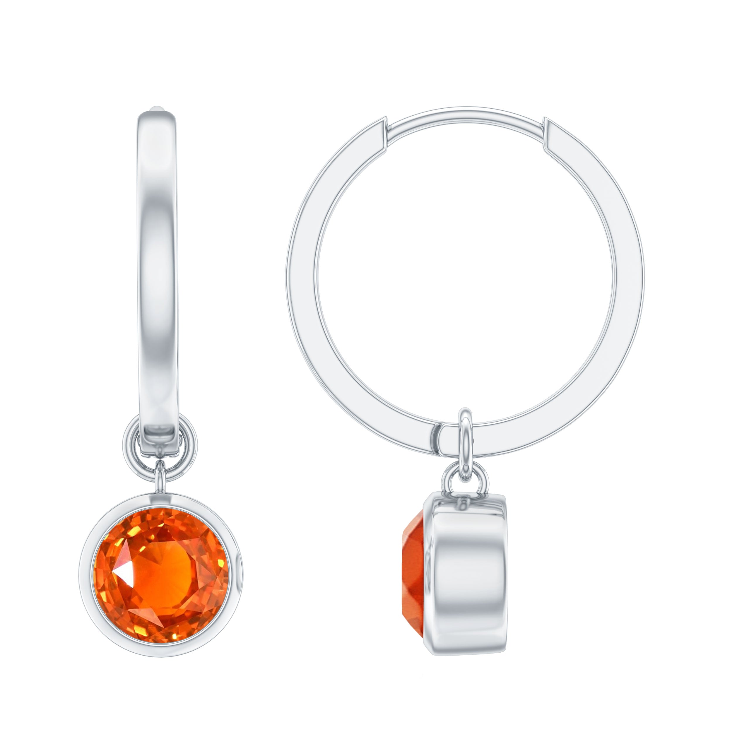 Orange pearl teardrop gemstone hoop high quality earrings