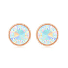 Ethiopian Opal Solitaire Stud Earrings with Screw Back Ethiopian Opal - ( AAA ) - Quality - Rosec Jewels