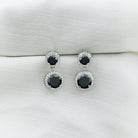 3.75 CT Black Onyx and Moissanite Halo Dangle Earrings Black Onyx - ( AAA ) - Quality - Rosec Jewels