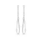 1/2 CT Bezel Set Diamond Drop Chain Earrings Diamond - ( HI-SI ) - Color and Clarity - Rosec Jewels