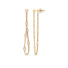 1/2 CT Bezel Set Diamond Drop Chain Earrings Diamond - ( HI-SI ) - Color and Clarity - Rosec Jewels