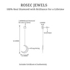 1/2 CT Diamond Star and Moon Drop Chain Earrings Diamond - ( HI-SI ) - Color and Clarity - Rosec Jewels