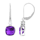 Cushion Cut Amethyst and Diamond Drop Earrings Amethyst - ( AAA ) - Quality - Rosec Jewels