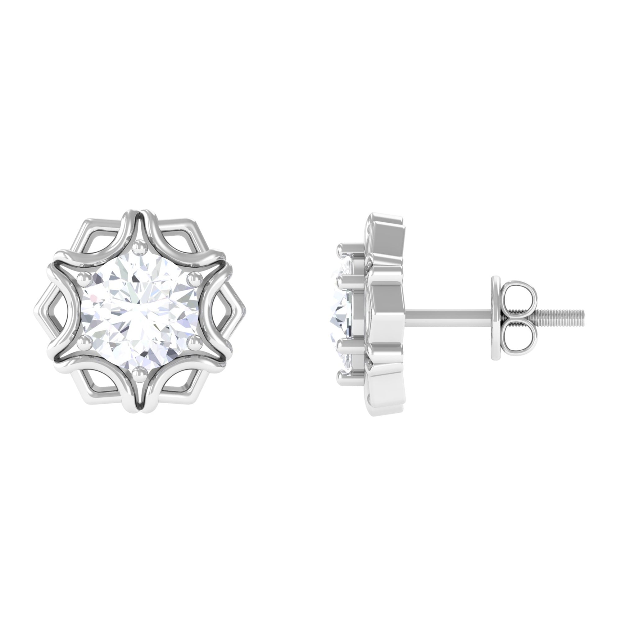 Rosec Jewels-Lab Grown Diamond 1 Carat Stud Earrings With Screw Back