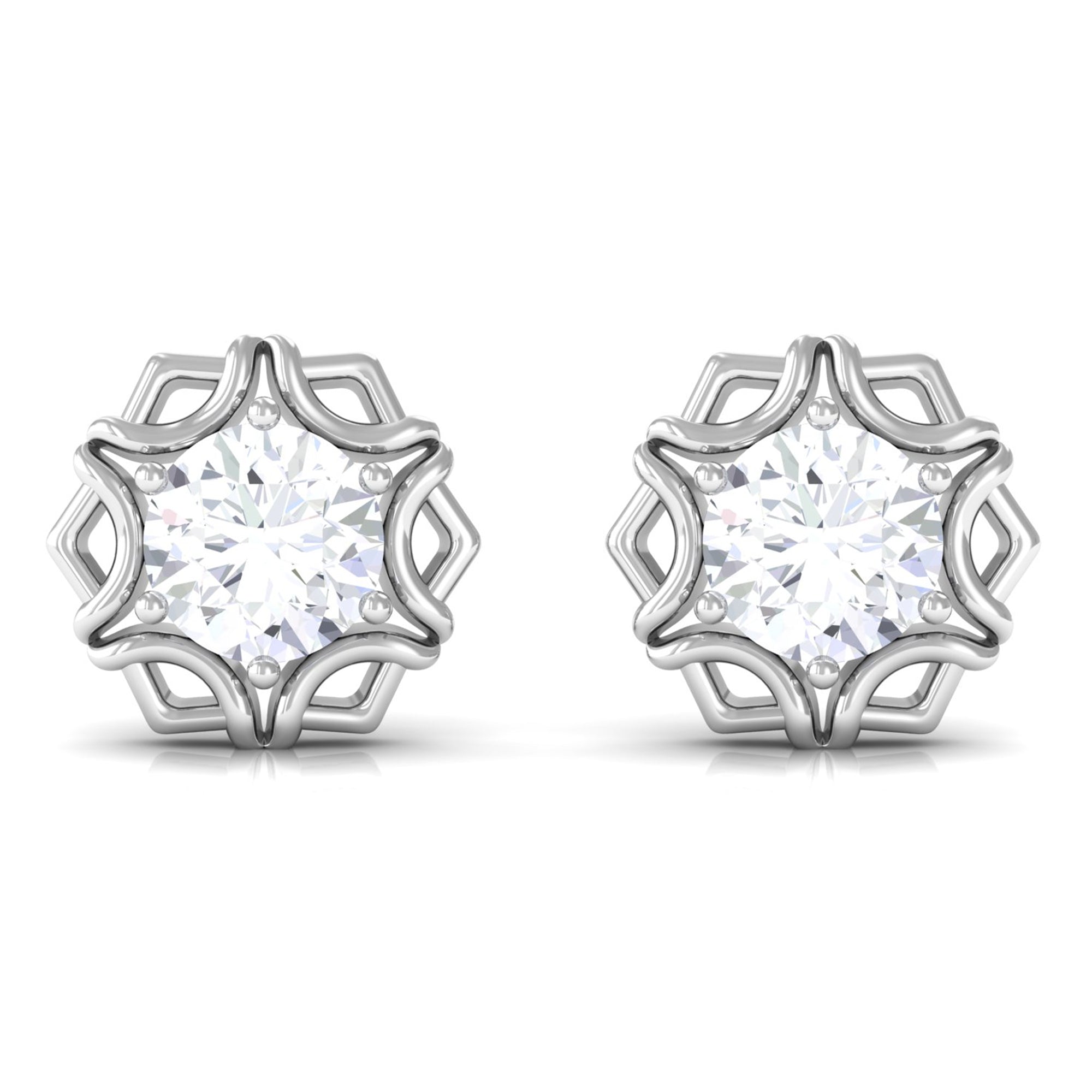 Rosec Jewels-Lab Grown Diamond 1 Carat Stud Earrings With Screw Back