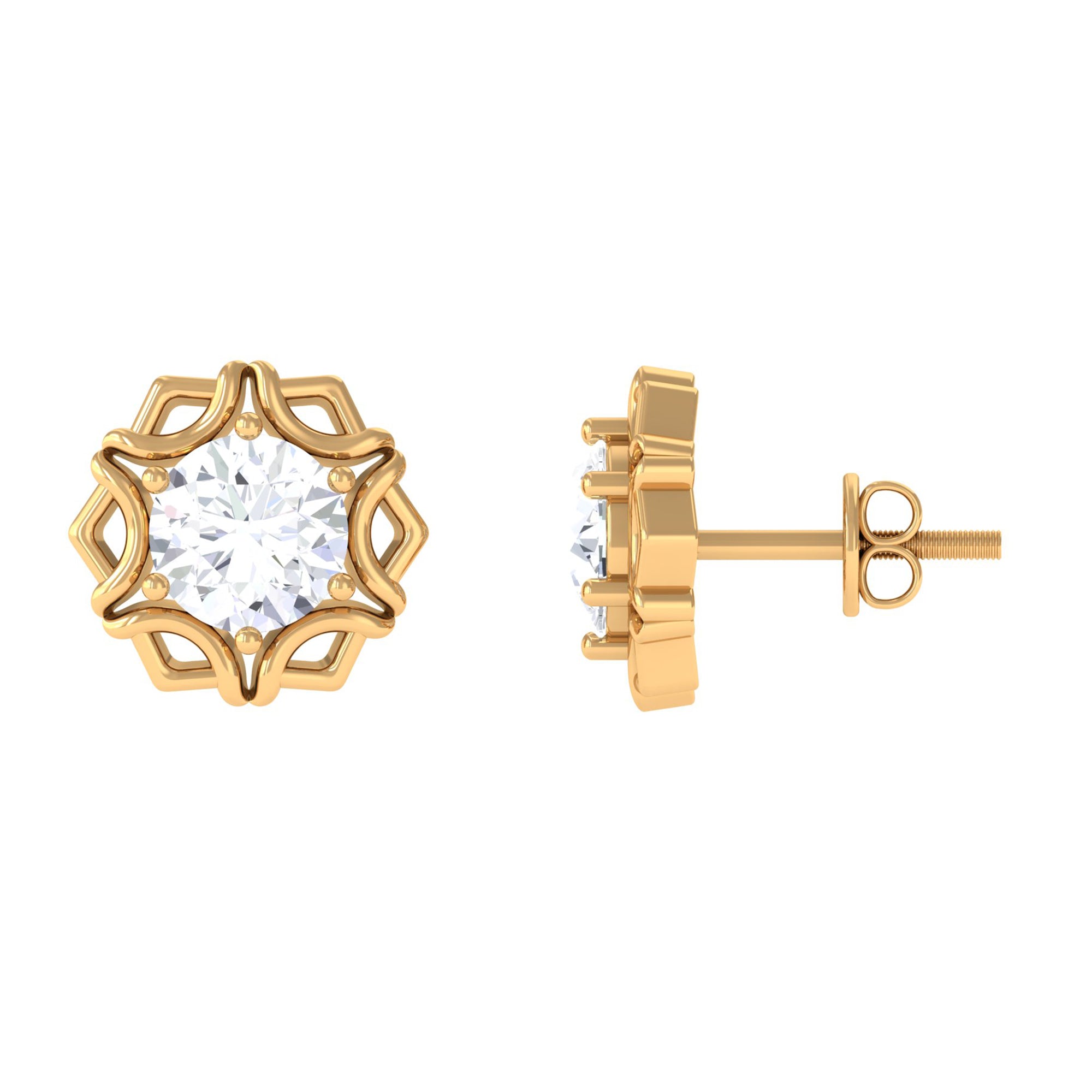 Rosec Jewels-Lab Grown Diamond 1 Carat Stud Earrings With Screw Back