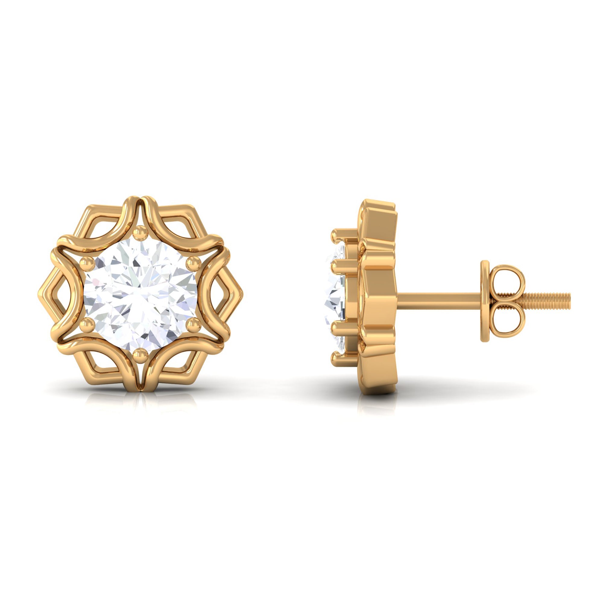 Rosec Jewels-Lab Grown Diamond 1 Carat Stud Earrings With Screw Back