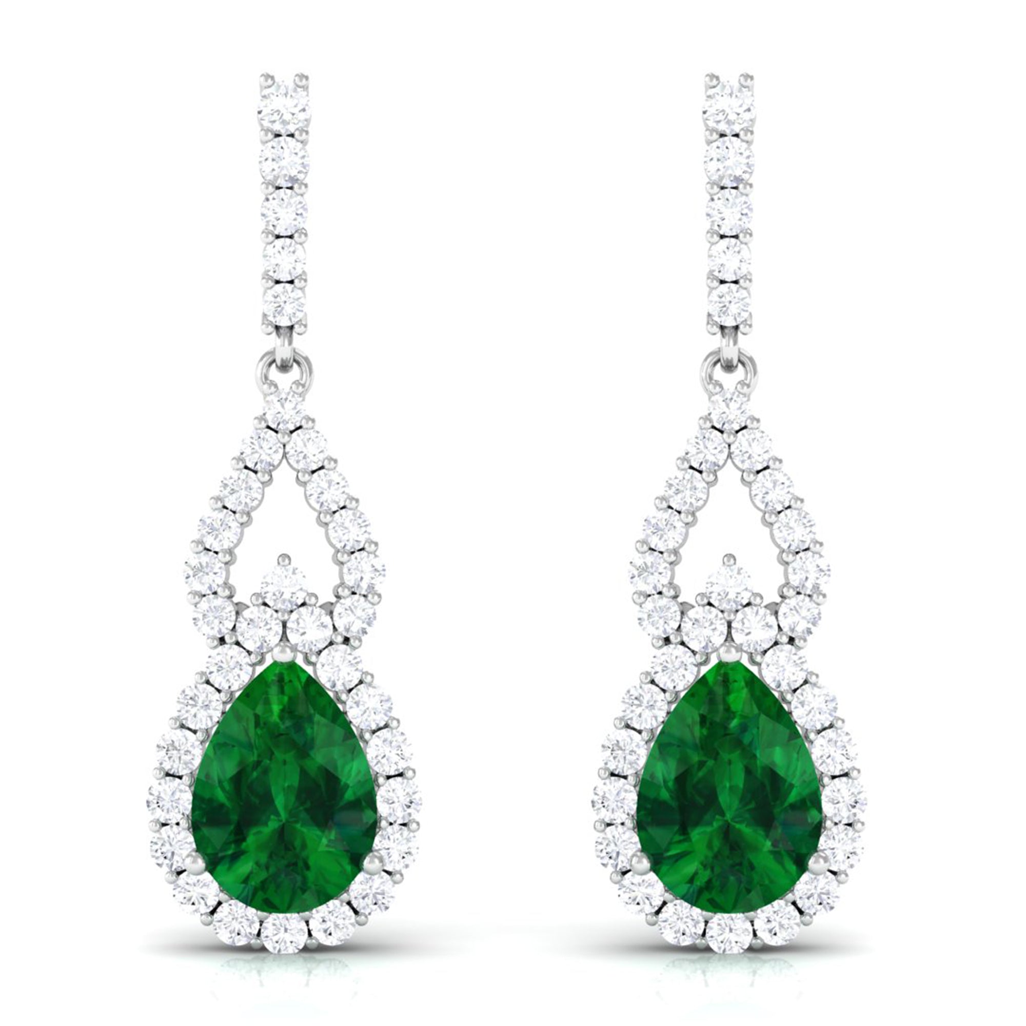 Rosec Jewels-Lab Grown Emerald Vintage Style Earrings with Diamond