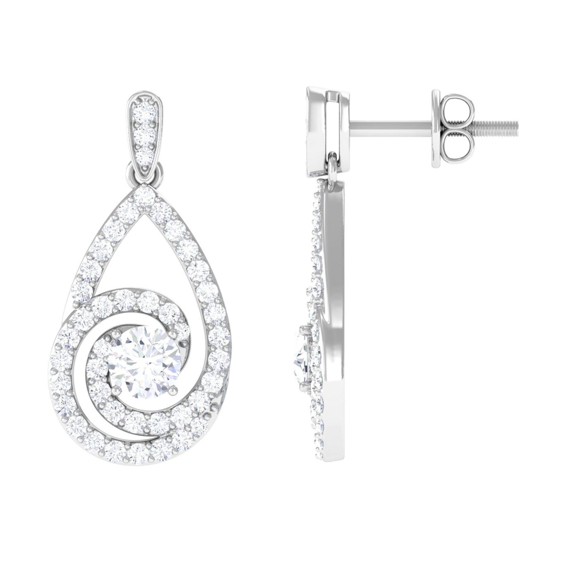 Rosec Jewels-Lab Grown Diamond Swirl Earrings With Screw Back